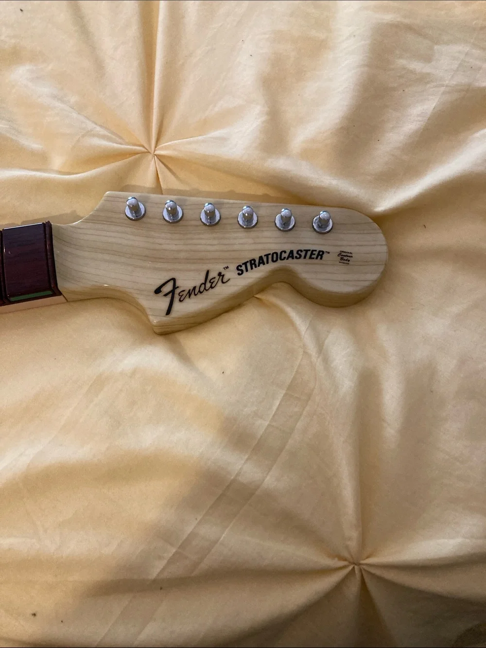 Fender Stratocaster Natural Wood Headstock with Silver Tuners